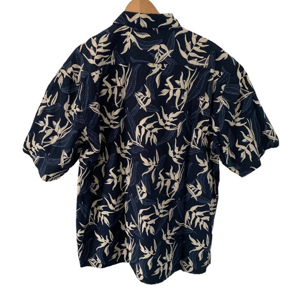 Columbia Shirt Mens L Navy Blue Floral Print Short Sleeve Button Up - Picture 5 of 6